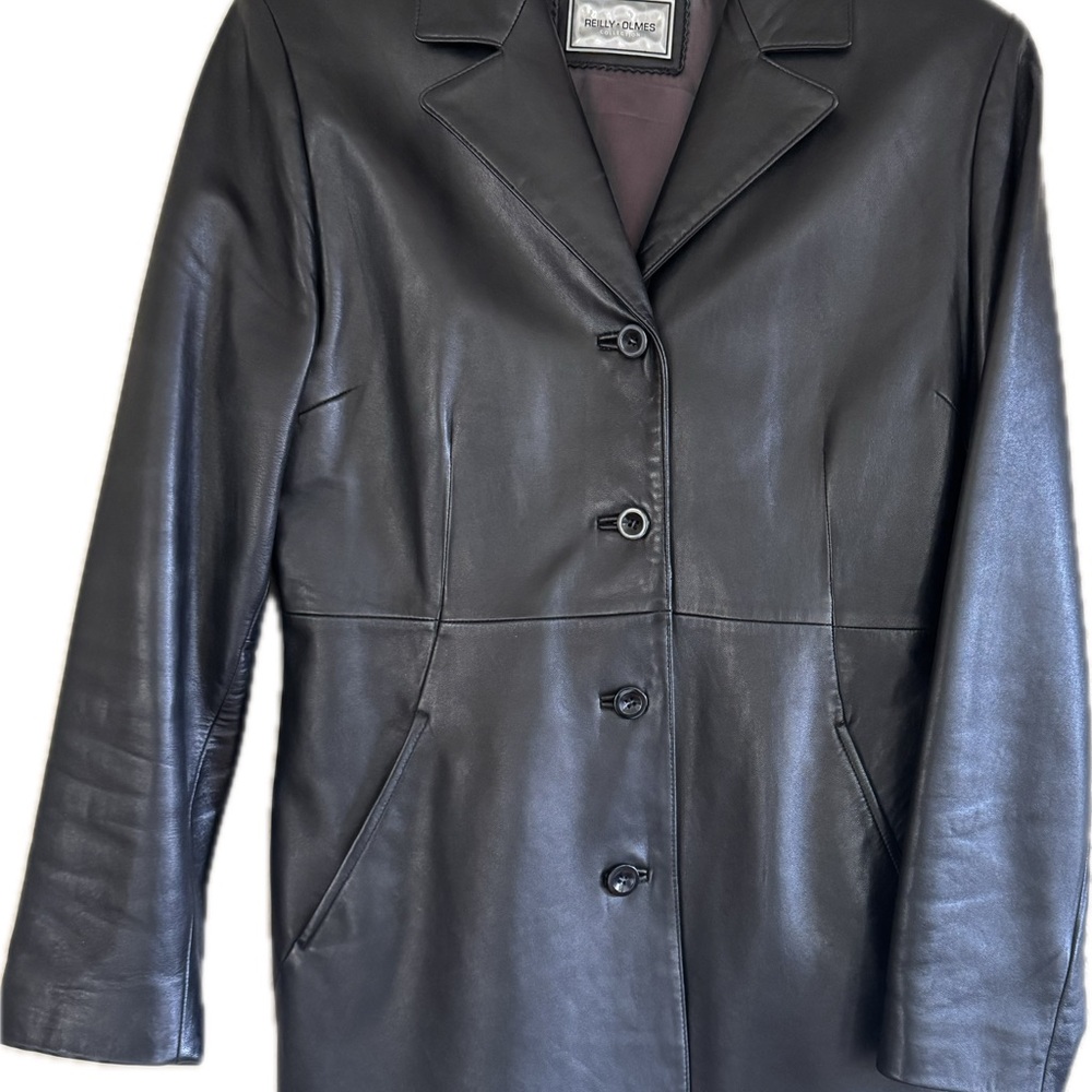 Reilly Olmes Black Leather Blazer Jacket